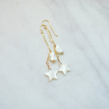 Load image into Gallery viewer, Mother of Pearl Moon &amp; Star Earrings

