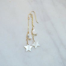 Load image into Gallery viewer, Mother of Pearl Moon &amp; Star Earrings
