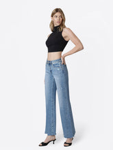 Load image into Gallery viewer, HIGH RISE SLANT SIDE SEAM VINTAGE FLARE JEANS F9128
