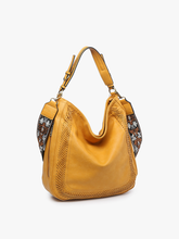 Load image into Gallery viewer, Aris Whipstitch Hobo/Crossbody w/ Guitar Strap: Mustard
