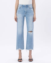 Load image into Gallery viewer, HIGH RISE DISTRESSED CROP SLIM WIDE JEANS
