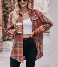 Load image into Gallery viewer, Carmel Apple Oversized Plaid Shirt
