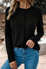 Load image into Gallery viewer, Solid Exposed Seam Crew Neck Long Sleeve Top
