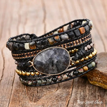 Load image into Gallery viewer, Natural Black Labradorite &amp; Picasso Jasper Wrap Bracelet
