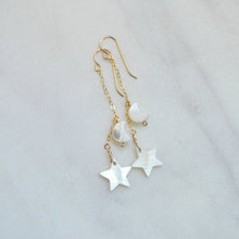 Load image into Gallery viewer, Mother of Pearl Moon &amp; Star Earrings
