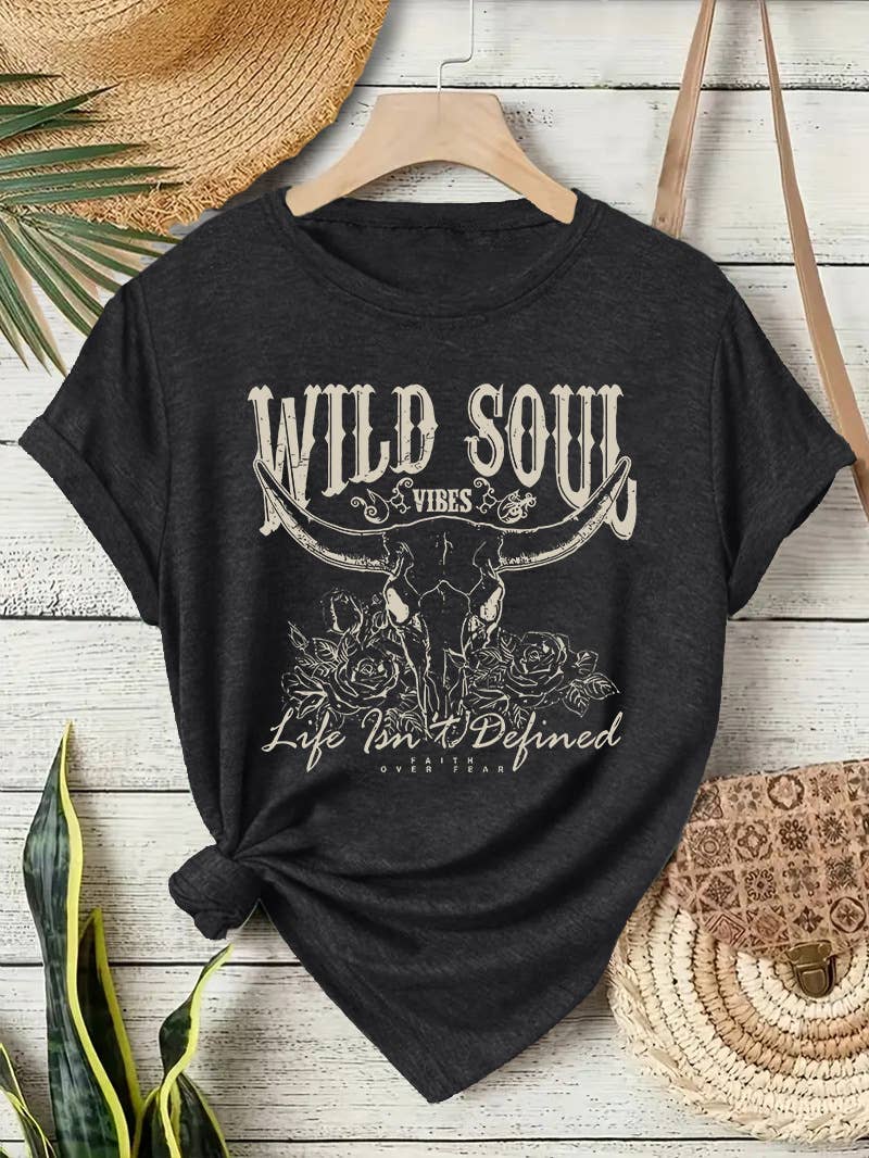 Western Vintage Wild Soul Graphic T-Shirt