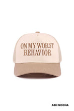 Load image into Gallery viewer, On My Worst Behavior  Snapback Hat
