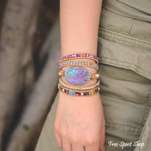 Load image into Gallery viewer, Handmade Purple &amp; Turquoise Jasper Wrap Bracelet
