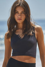 Load image into Gallery viewer, Henley Ribbed Modal Tank Red &amp; Black
