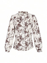 Load image into Gallery viewer, Floral Ruffled Puff Sleeve Lace Detail Button Shirt
