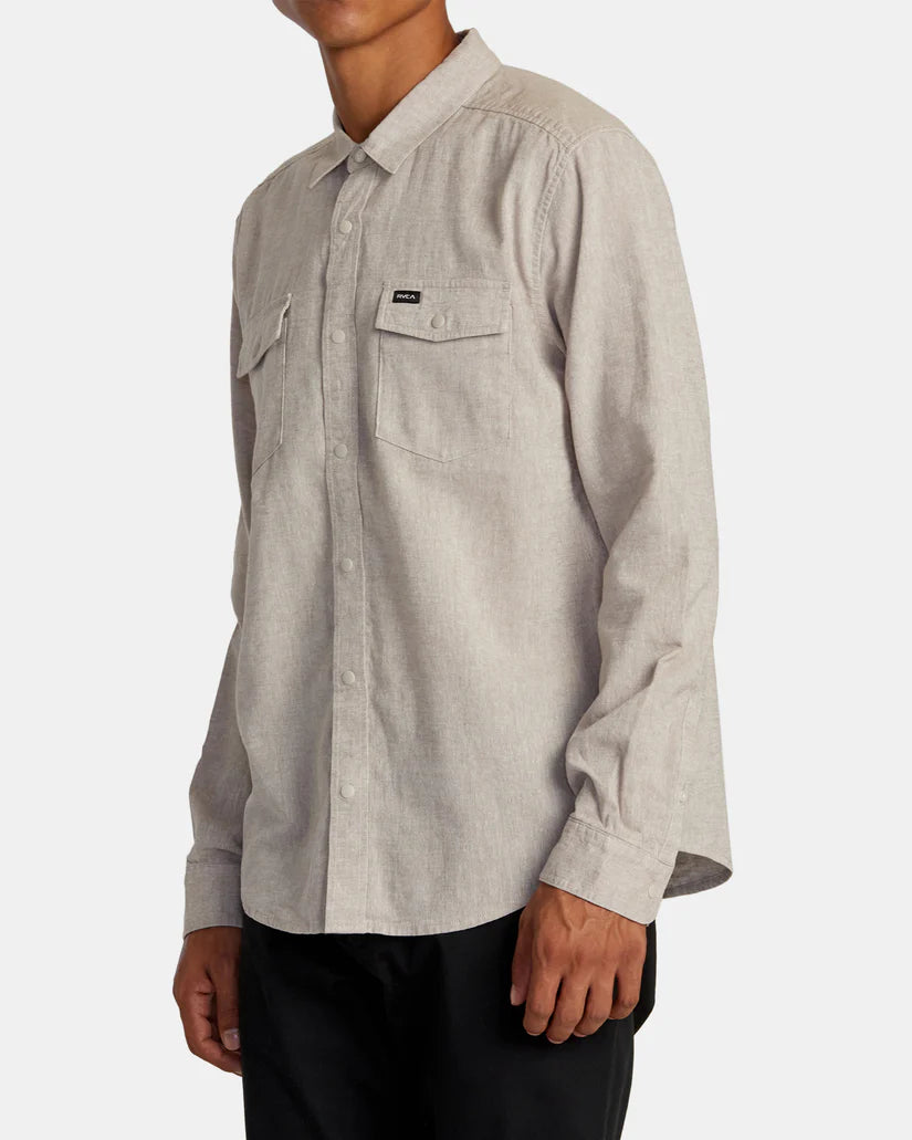 RVCA NEPS LONG SLEEVE SHIRT Washed Grey