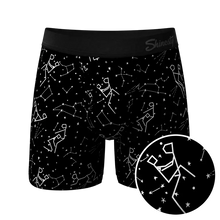 Load image into Gallery viewer, The Big Bang Glow In The Dark Constellation Ball Hammock® Pouch Underwear With Fly
