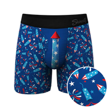 Load image into Gallery viewer, The Crotch Rocket USA Firecracker Ball Hammock® Pouch Underwear With Fly
