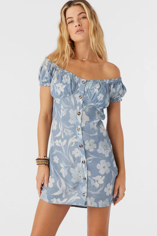 ELLISON EMILIA FLORAL OFF-THE-SHOULDER MINI DRESS Infinity