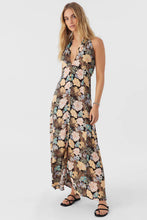 Load image into Gallery viewer, JEMMA MACAW TROPICAL HALTER MAXI DRESS Black
