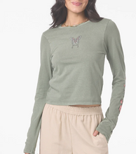 Load image into Gallery viewer, BOHO BUTTERFLY LONG SLEEVE TEE  Sea Spray
