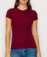 Load image into Gallery viewer, Short Sleeve Mini Ribbed Tee Basic
