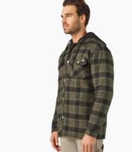 Load image into Gallery viewer, Water Repellent Flannel Hooded Shirt Jacket Thyme
