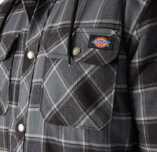 Load image into Gallery viewer, Water Repellent Flannel Hooded Shirt Jacket Charcoal

