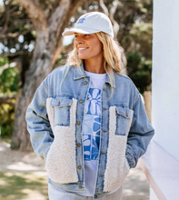 Load image into Gallery viewer, Cruisin&#39; Sherpa Denim Jacket Washed Blue
