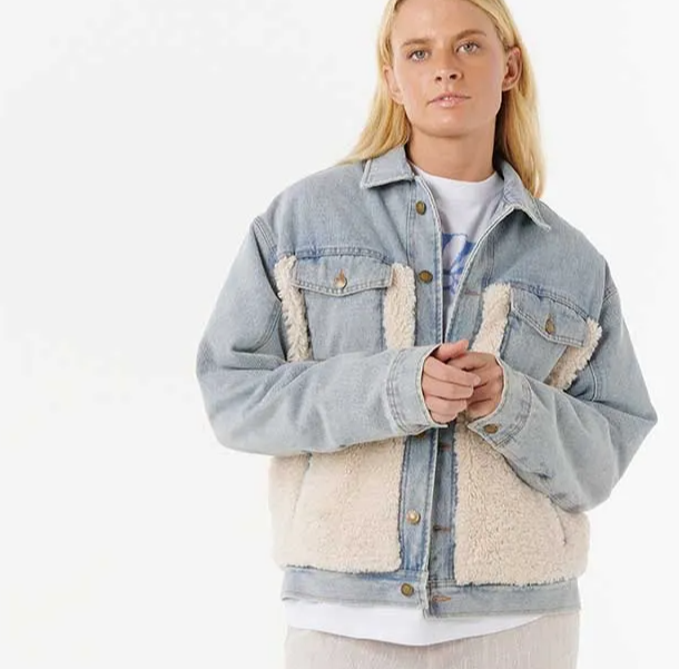 Cruisin' Sherpa Denim Jacket Washed Blue