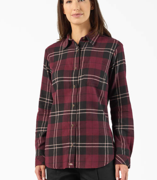 Women's Plaid Flannel Long Sleeve Shirt Fig