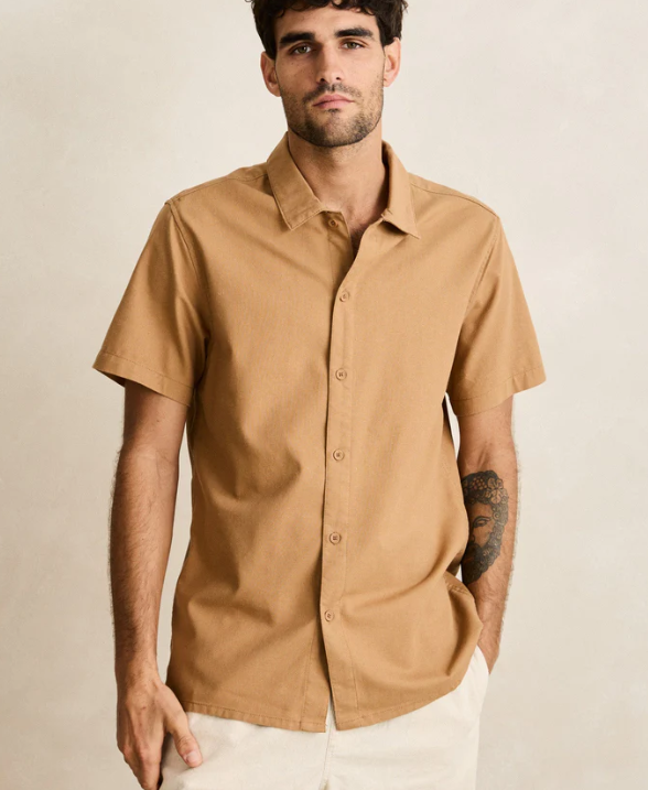 Classic Linen Ss Shirt Ochre