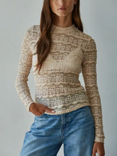 Load image into Gallery viewer, Arabella Lace Mock Neck Top
