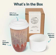 Load image into Gallery viewer, Jupiter Ceramic Travel Cup – 16oz with Lid &amp; Sleeve
