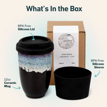 Load image into Gallery viewer, Monsoon Ceramic Mug – 12oz Reusable Cup with Lid
