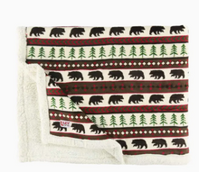 Load image into Gallery viewer, Bear Fair Isle Sherpa Blanket
