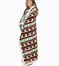 Load image into Gallery viewer, Bear Fair Isle Sherpa Blanket
