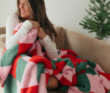 Load image into Gallery viewer, Mixed Check Holiday Cozy Luxe Home Blanket
