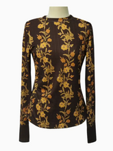 Load image into Gallery viewer, Retro Floral Print Knit Slim-Fit Soft Long-Sleeve T-Shirt
