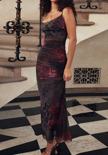 Load image into Gallery viewer, Floral Patterned Mesh Dress with Spaghetti Straps

