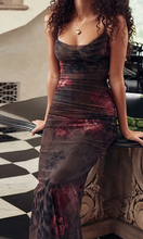 Load image into Gallery viewer, Floral Patterned Mesh Dress with Spaghetti Straps

