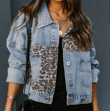 Load image into Gallery viewer, Leopard Print Jean Jacket

