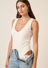 Load image into Gallery viewer, Deep V Neck Sleeveless Bodysuit White
