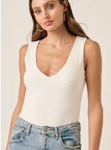 Load image into Gallery viewer, Deep V Neck Sleeveless Bodysuit White
