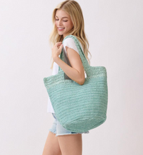 Load image into Gallery viewer, Round Bottom Handmade Strap Woven Straw Tote Bag
