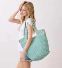 Load image into Gallery viewer, Round Bottom Handmade Strap Woven Straw Tote Bag
