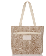 Load image into Gallery viewer, Go-To Tote Red Python - Cocoa on Sandstone
