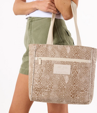 Load image into Gallery viewer, Go-To Tote Red Python - Cocoa on Sandstone

