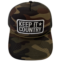 Load image into Gallery viewer, Keep it Country Patch Trucker Hat Camo
