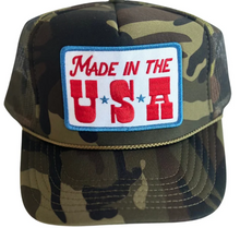 Load image into Gallery viewer, Made In the USA Patch Trucker Hat Camo
