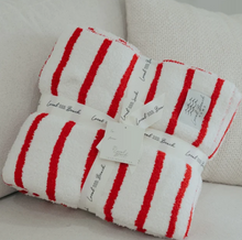 Load image into Gallery viewer, Red/Cream Stripe Cozy Luxe Home Blanket
