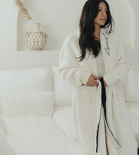 Load image into Gallery viewer, Local Beach Love Collection Heart Luxe Robe Black/Cream
