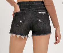 Load image into Gallery viewer, Mid Rise Patched Denim Shorts
