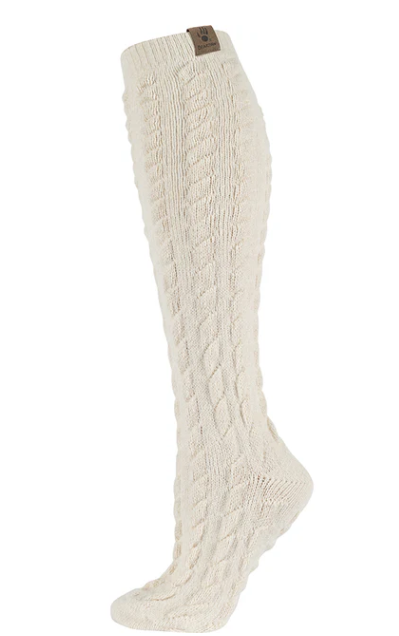 Women's Cable Knit Knee High Socks Egret