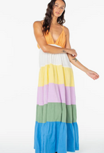 Load image into Gallery viewer, Honolulu Glow Colorblock Tiered Maxi Dress
